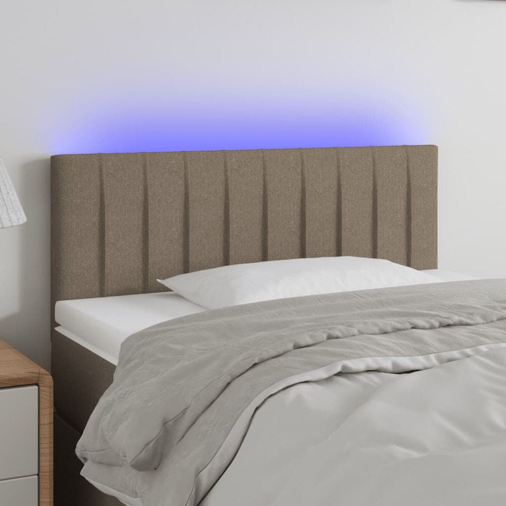 Vidaxl Čelo postele s LED sivohnedé 100x5x78/88 cm látka